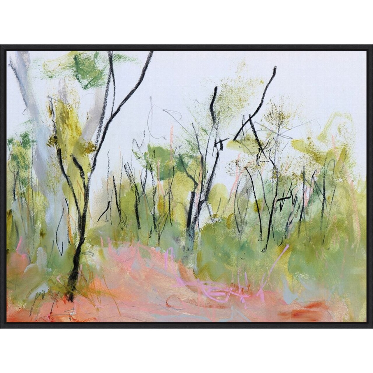 Loop Trail Through Swamp Oak Woodland by Ann Gordon 30-in. W x 23-in. H. Canvas Wall Art Print Framed in Black